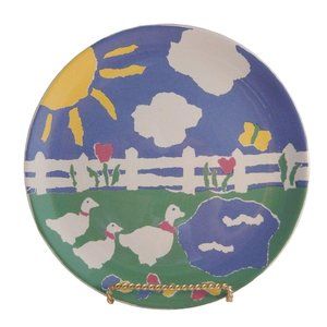 Libby Wilkie Designed Porta Hippity Hop Salad Plate Easter Ducks Fence Portugal
